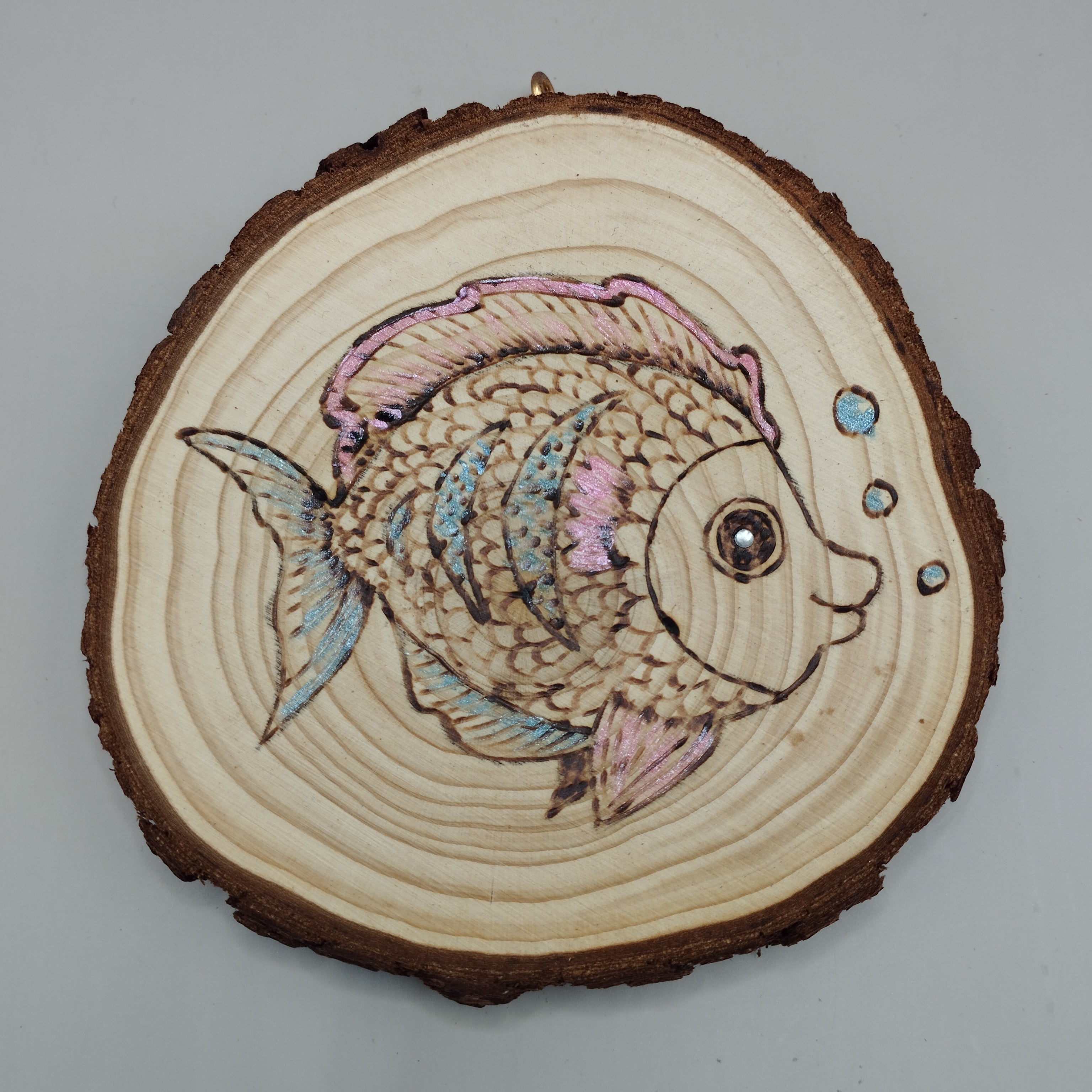 Hand Burned Wooden Fish Wall Hanging