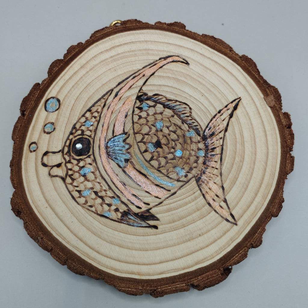 Hand Burned Wooden Fish Wall Hanging