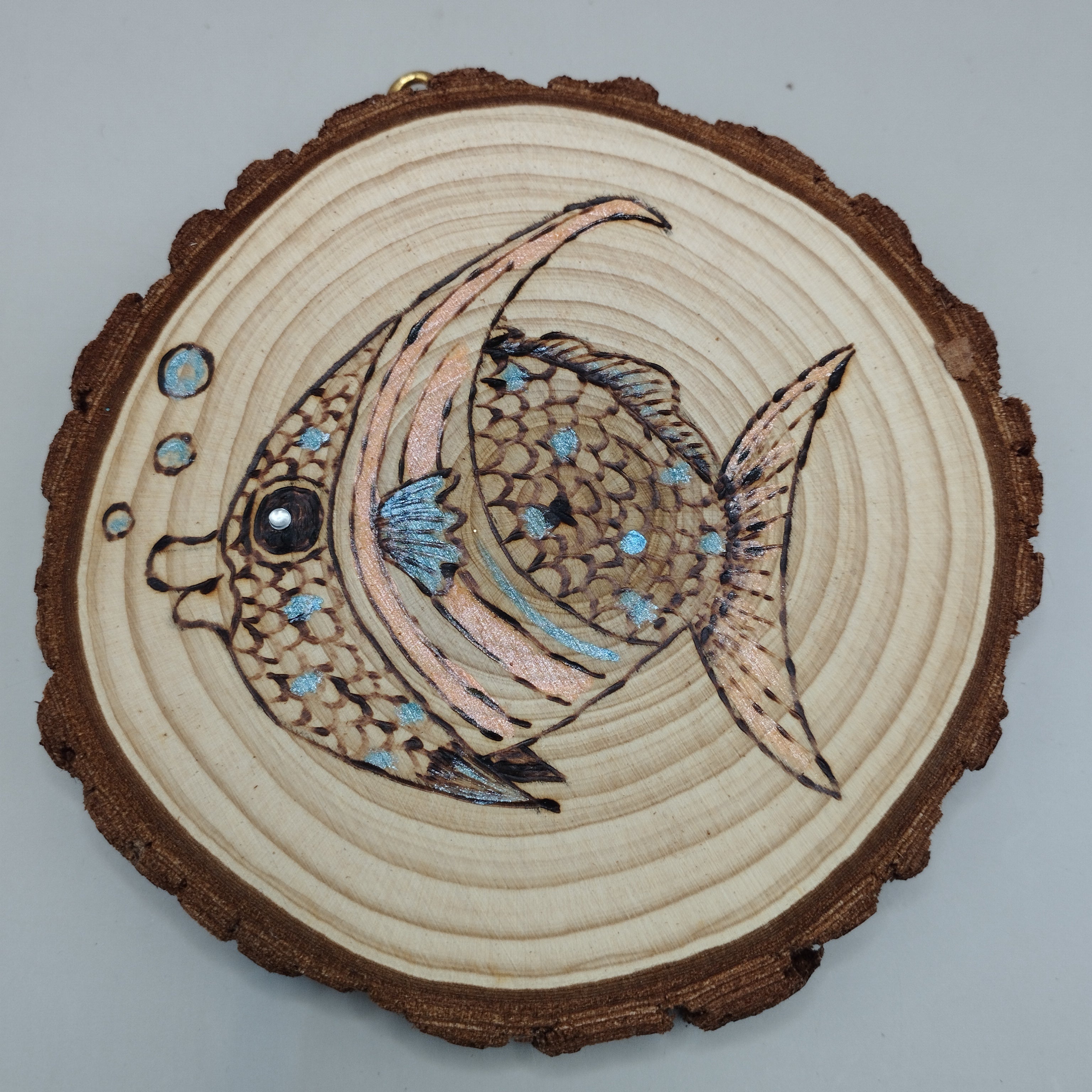 Hand Burned Wooden Fish Wall Hanging