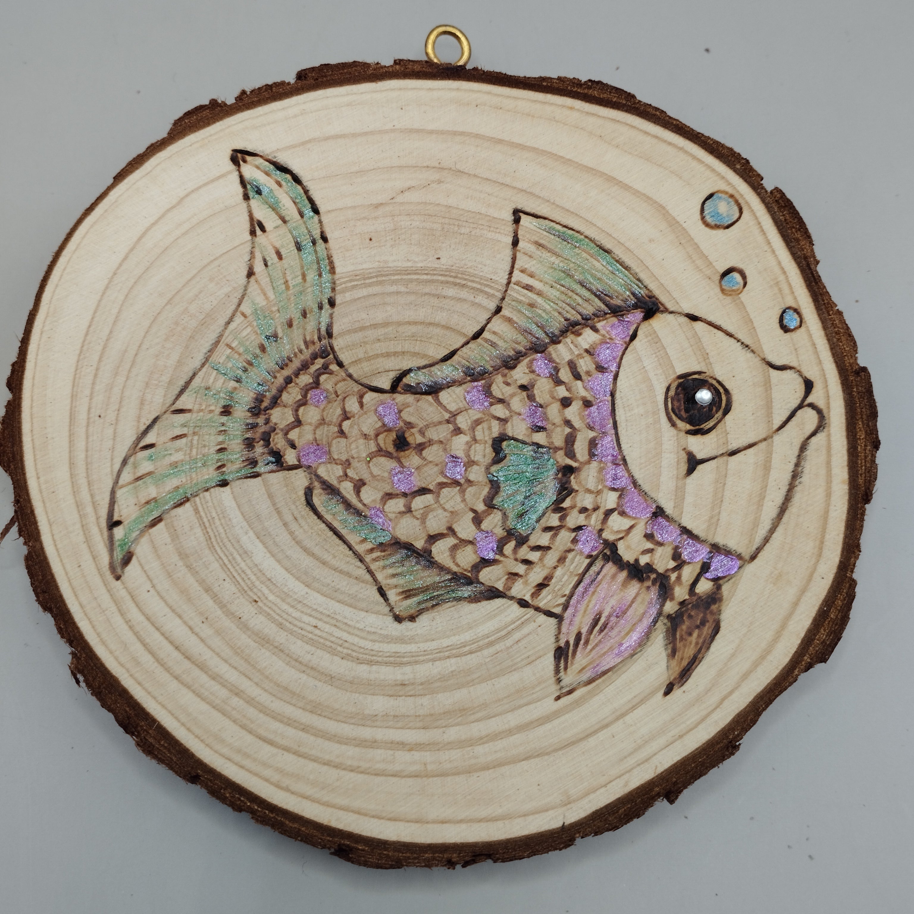 Hand Burned Wooden Fish Wall Hanging