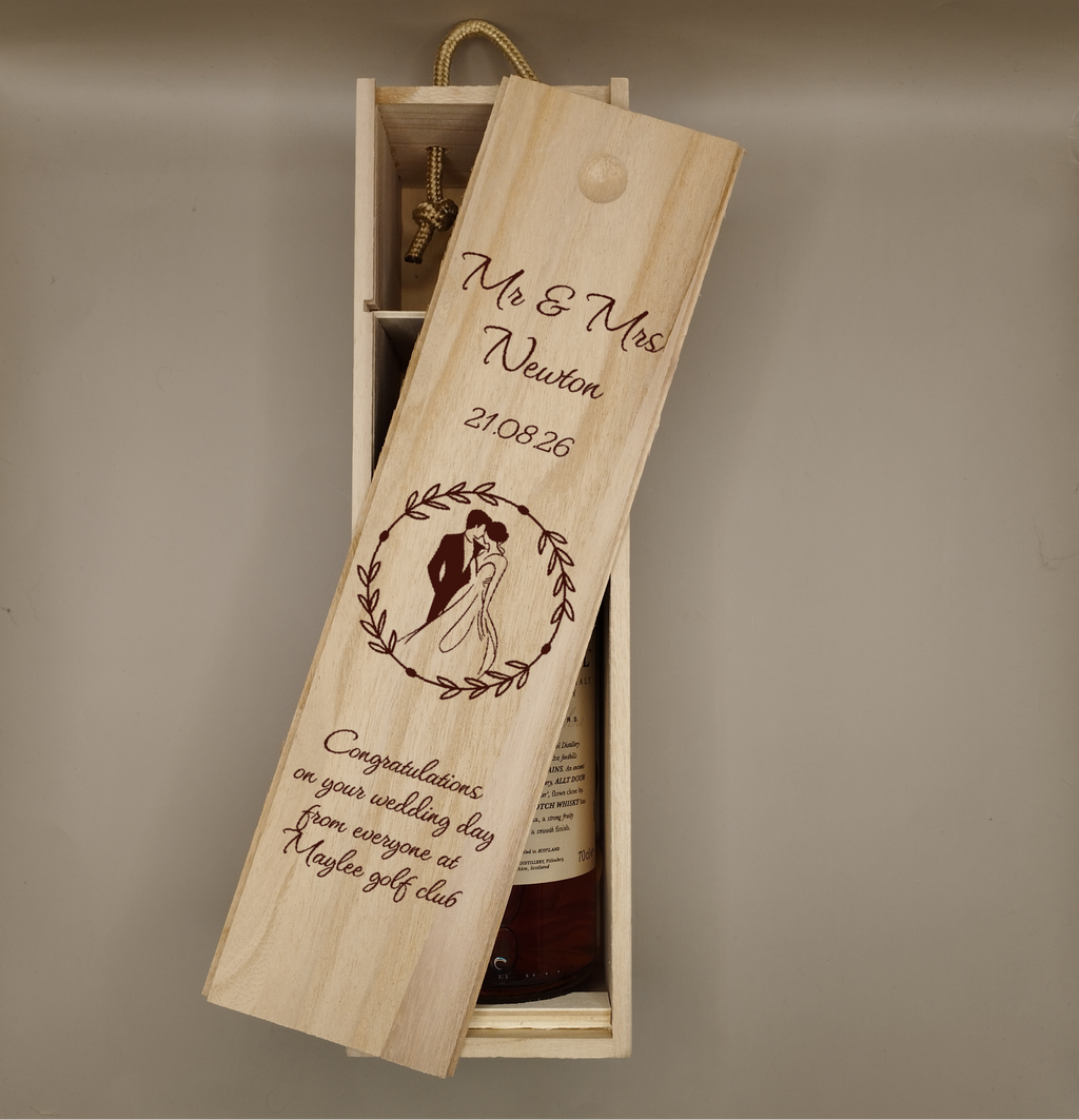 Personalised Wooden Bottle Box for Weddings & Special Occasions