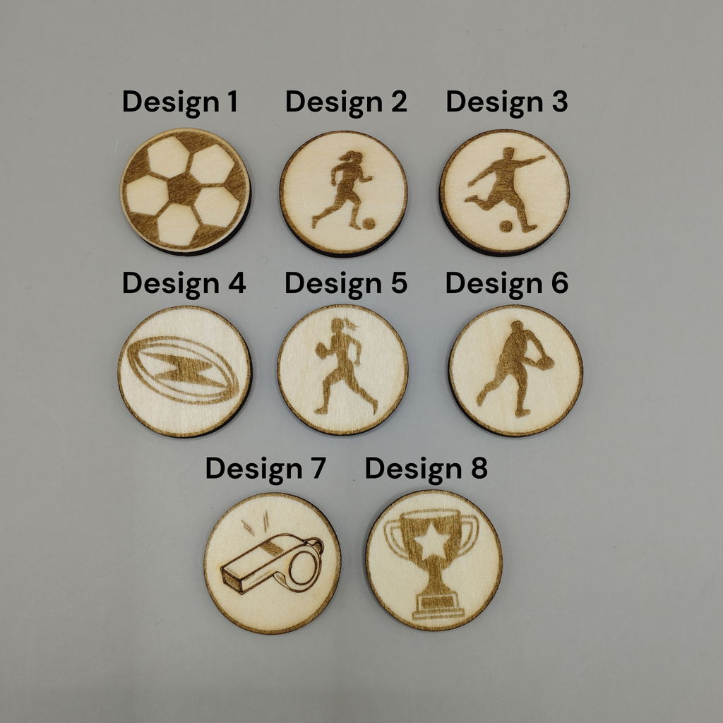 Personalised Wooden Football and Rugby Medals
