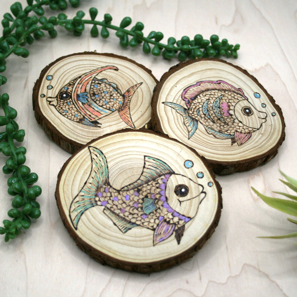 Hand Burned Wooden Fish Wall Hanging