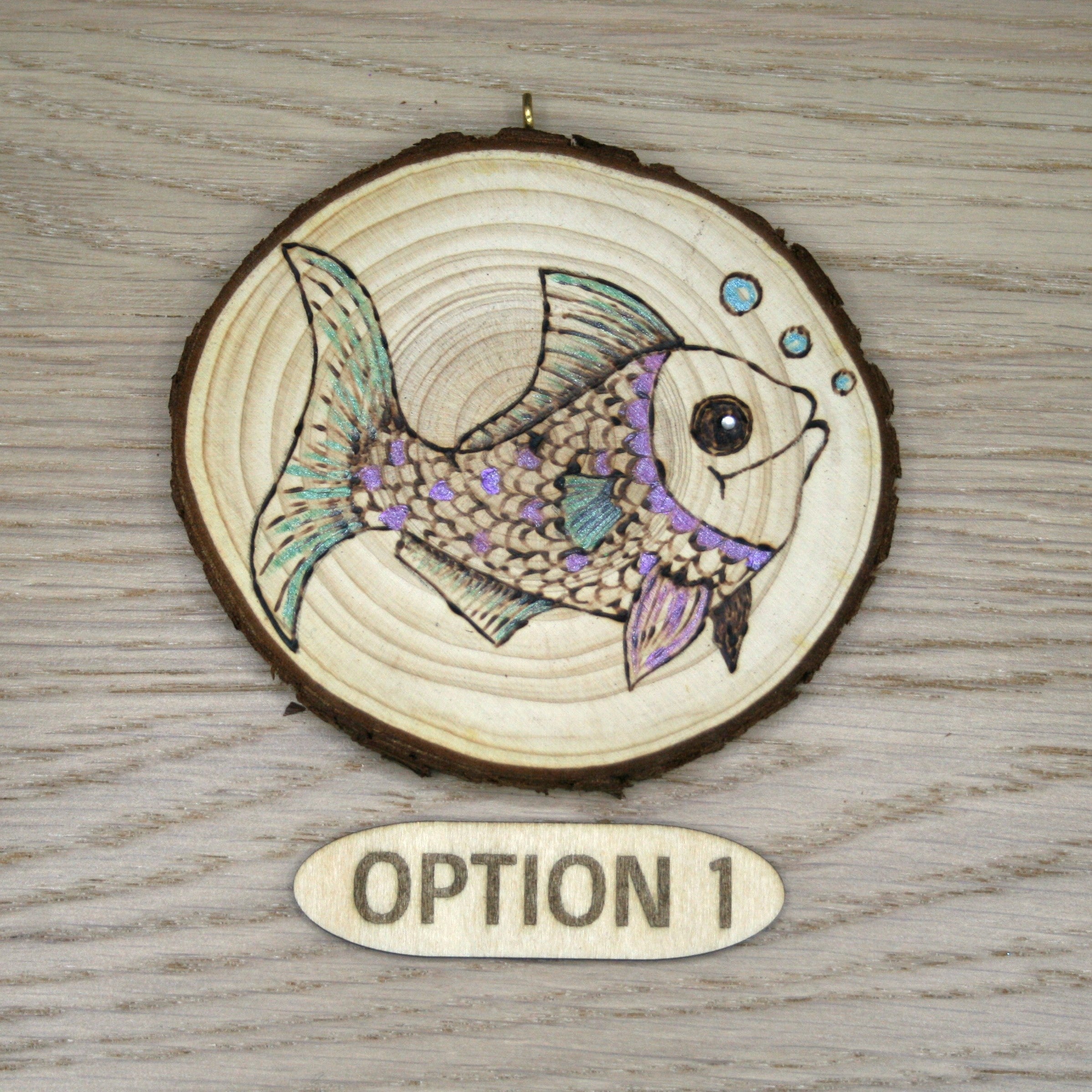 Hand Burned Wooden Fish Wall Hanging