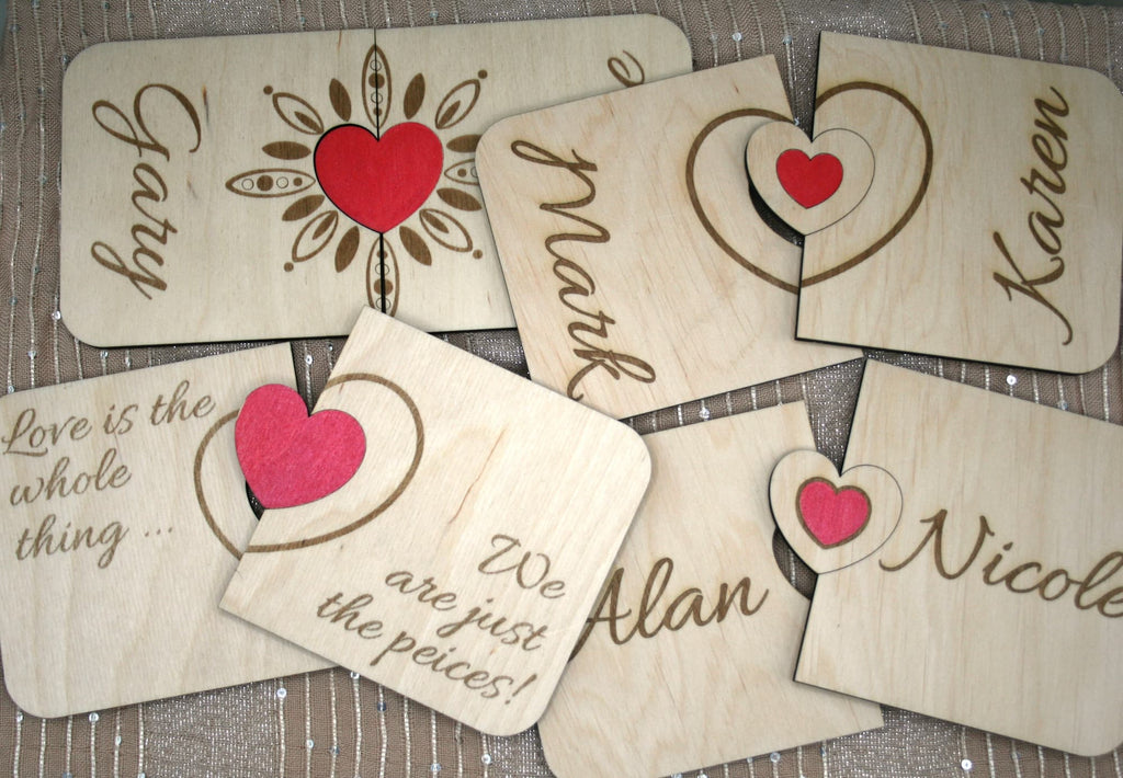 Personalised Wooden Connecting Heart Coasters