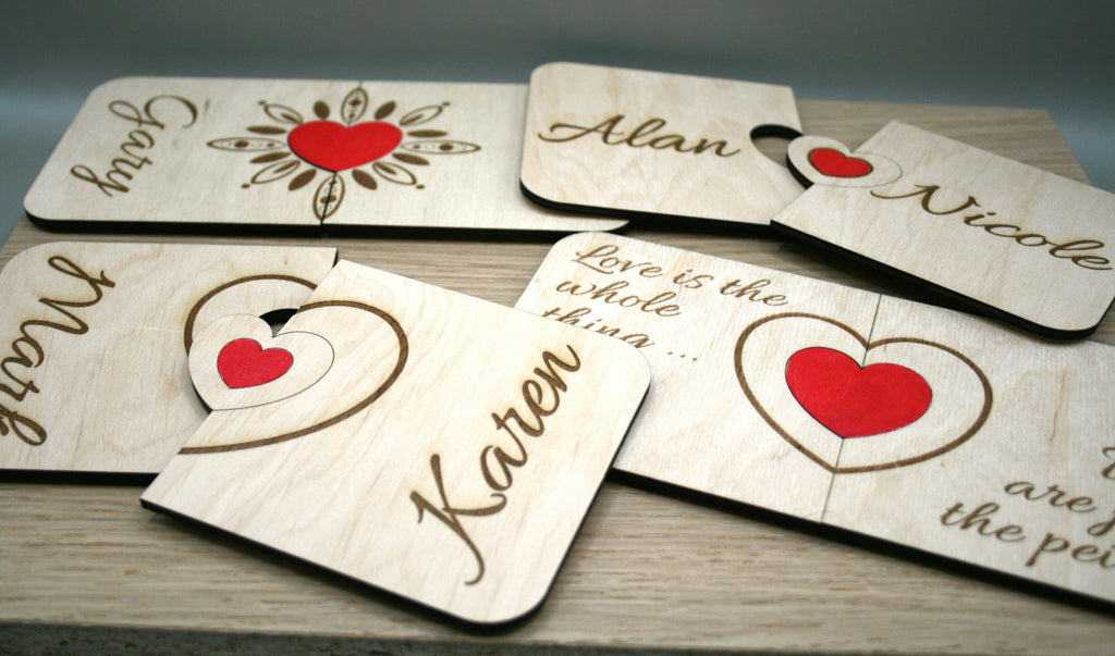 Personalised Wooden Connecting Heart Coasters
