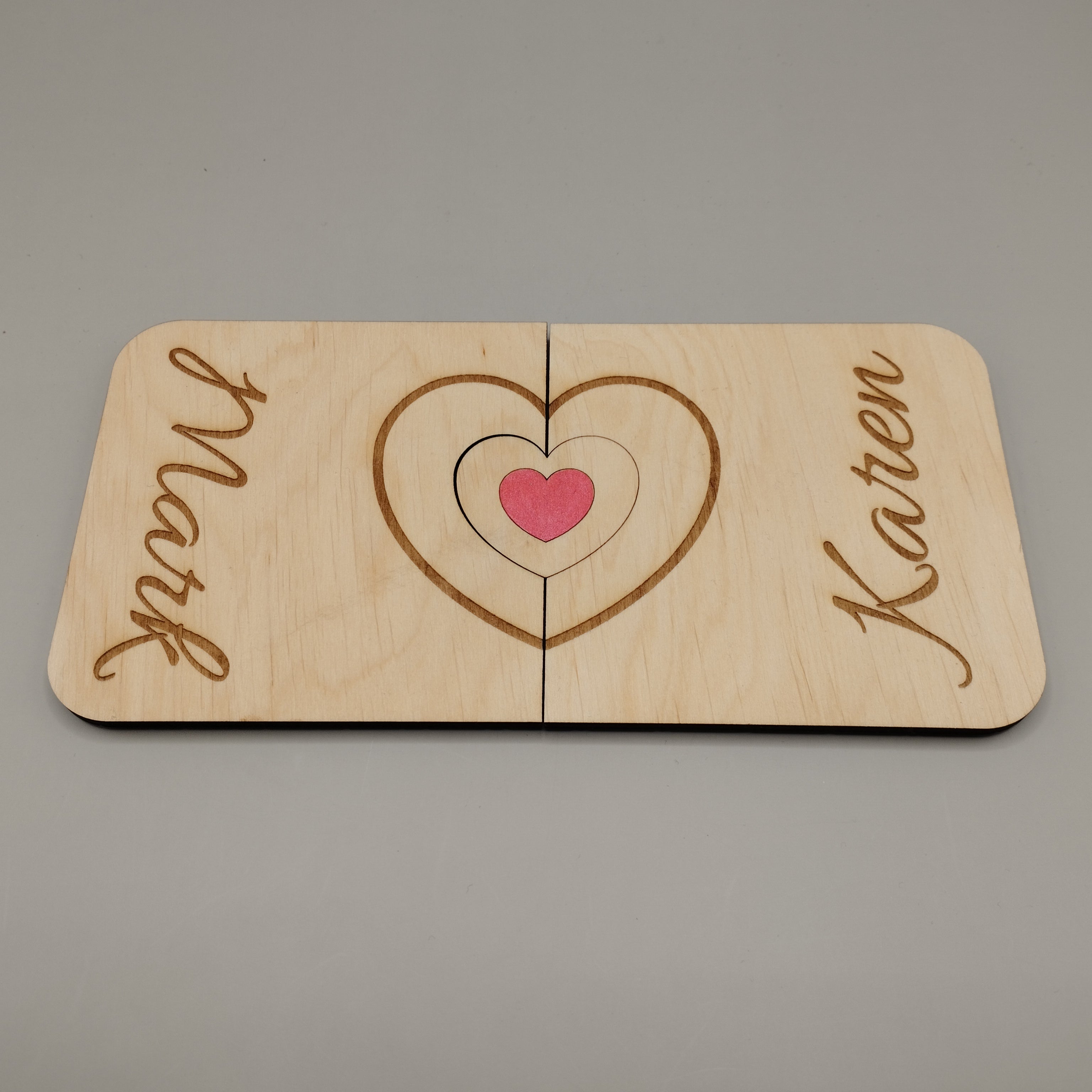 Personalised Wooden Connecting Heart Coasters