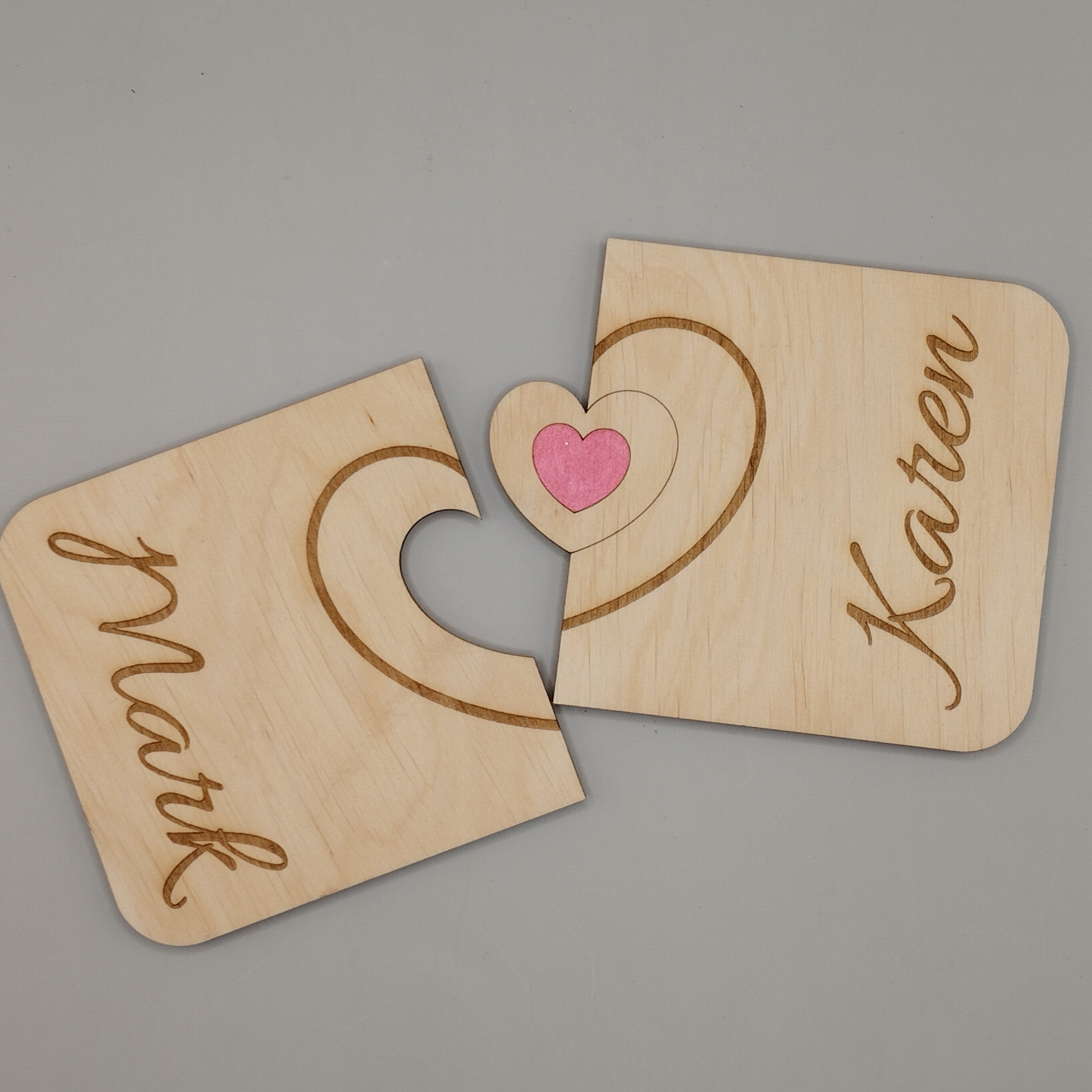Personalised Wooden Connecting Heart Coasters