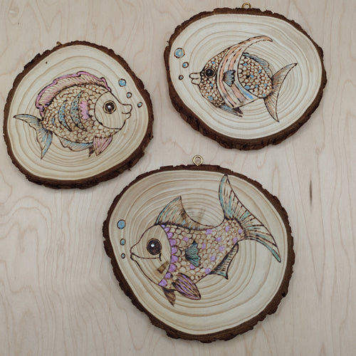 Hand Burned Wooden Fish Wall Hanging