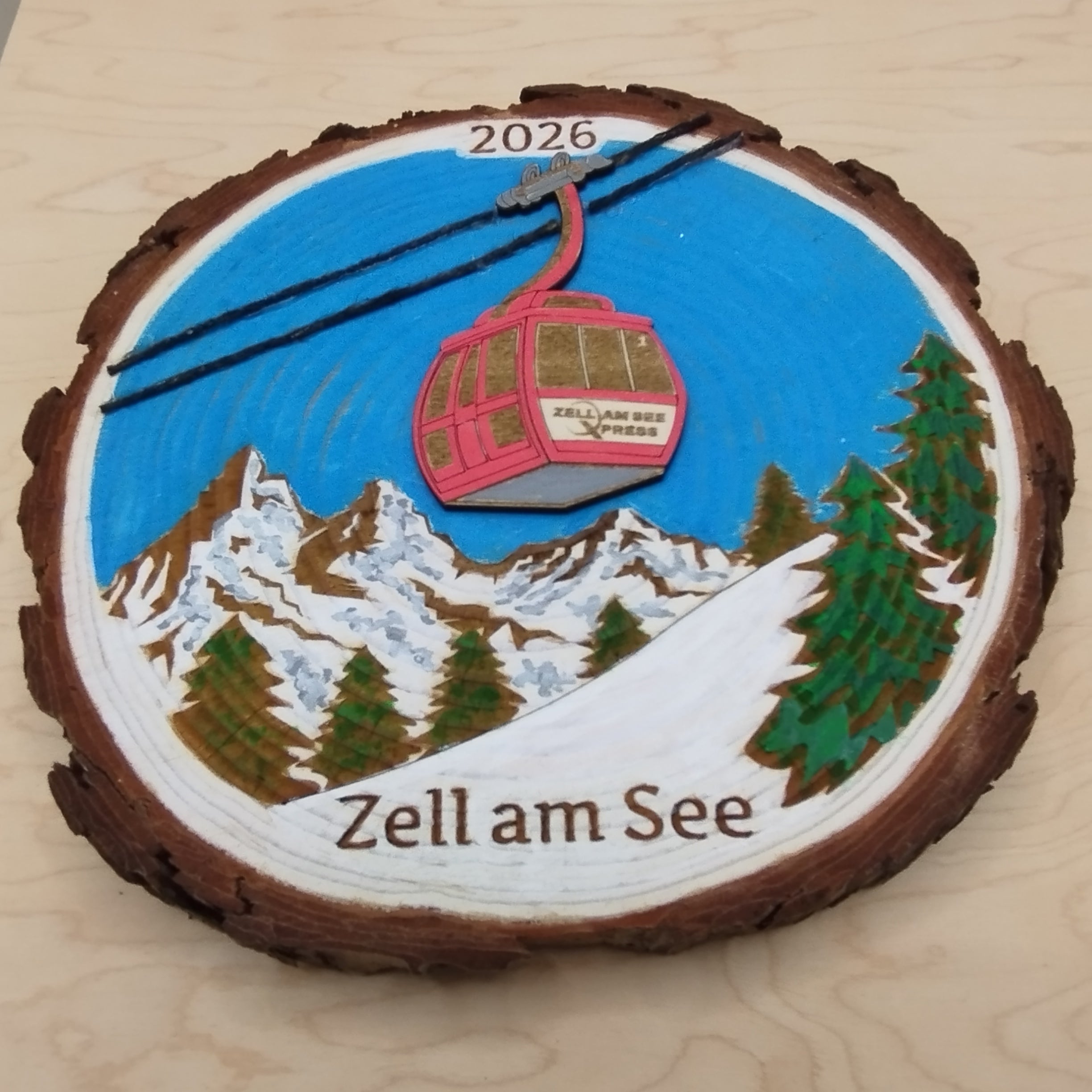 Ski Theme Wood Round Wall Hanging