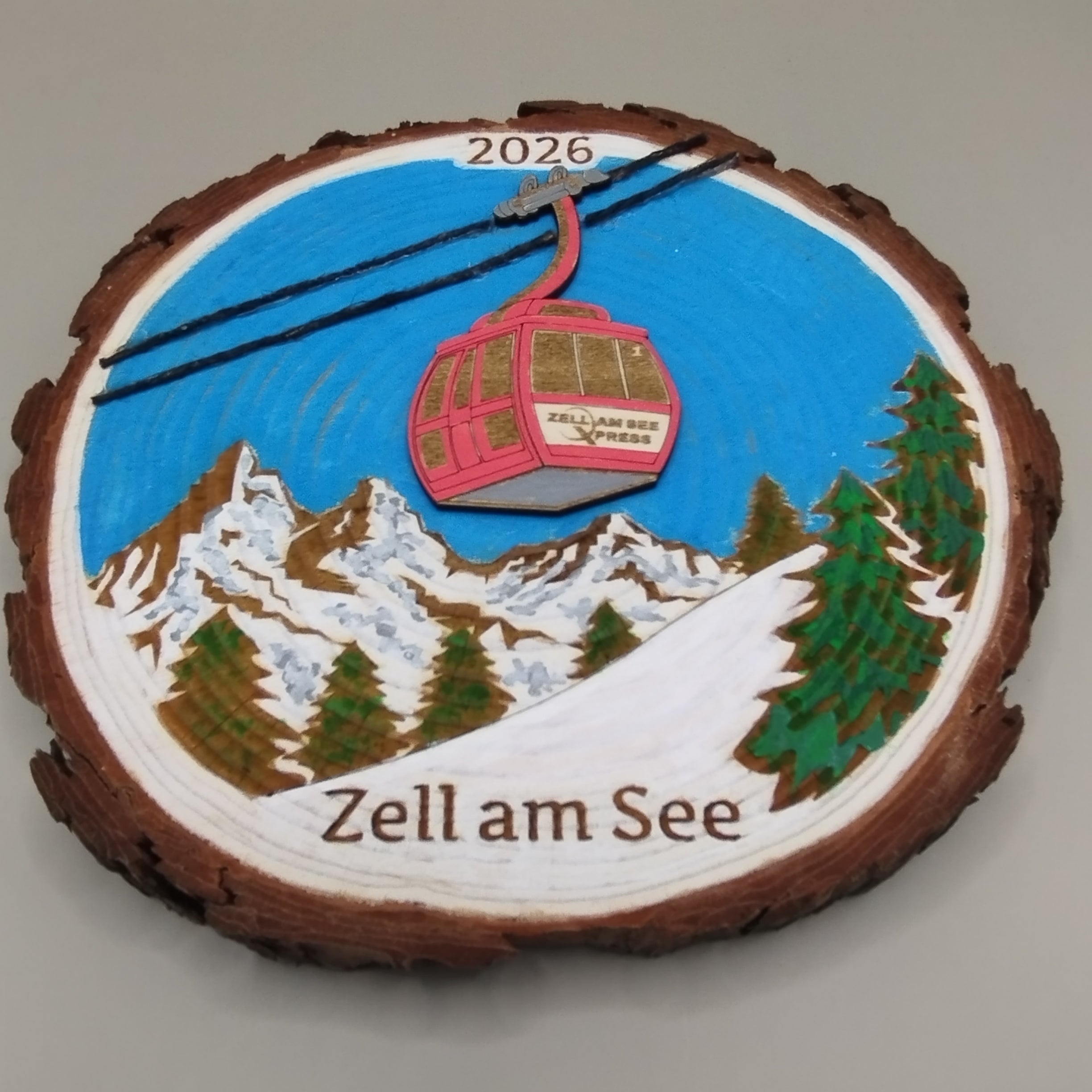 Ski Theme Wood Round Wall Hanging