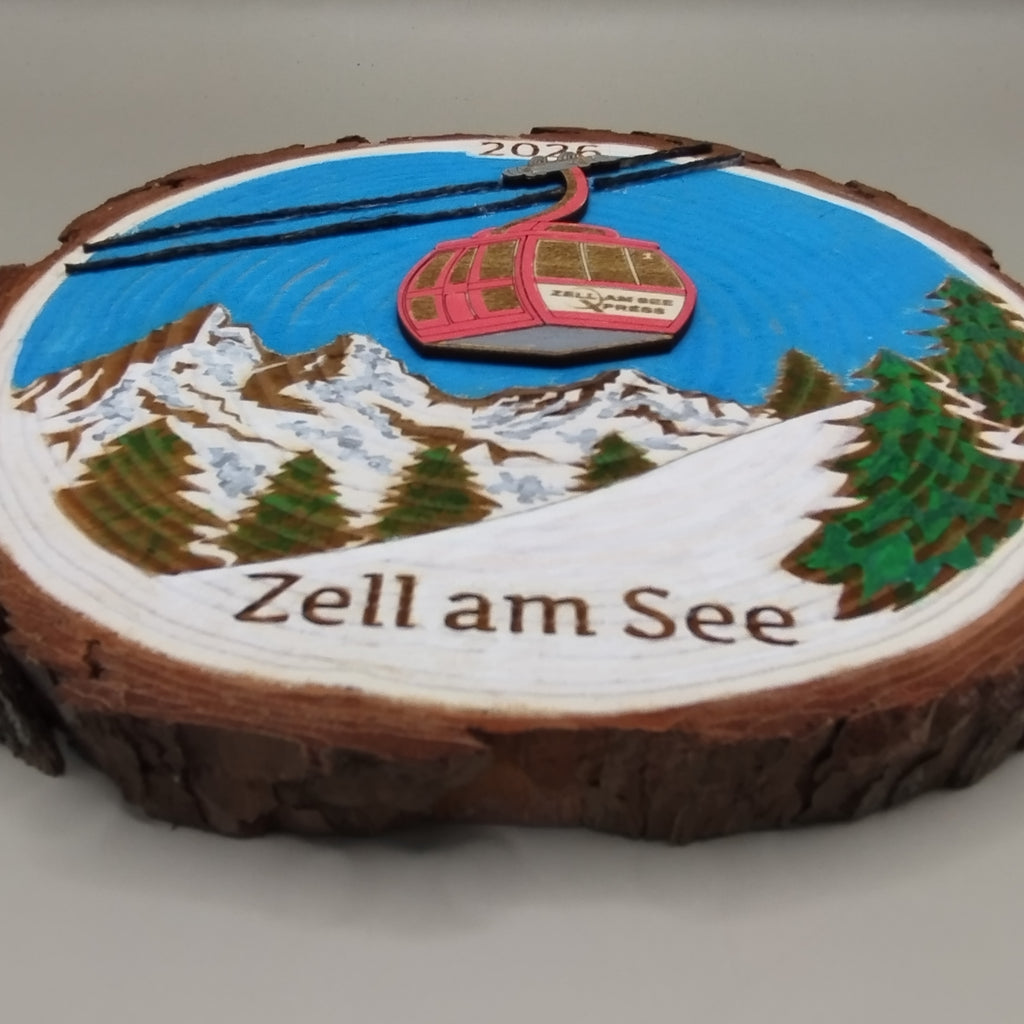 Ski Theme Wood Round Wall Hanging