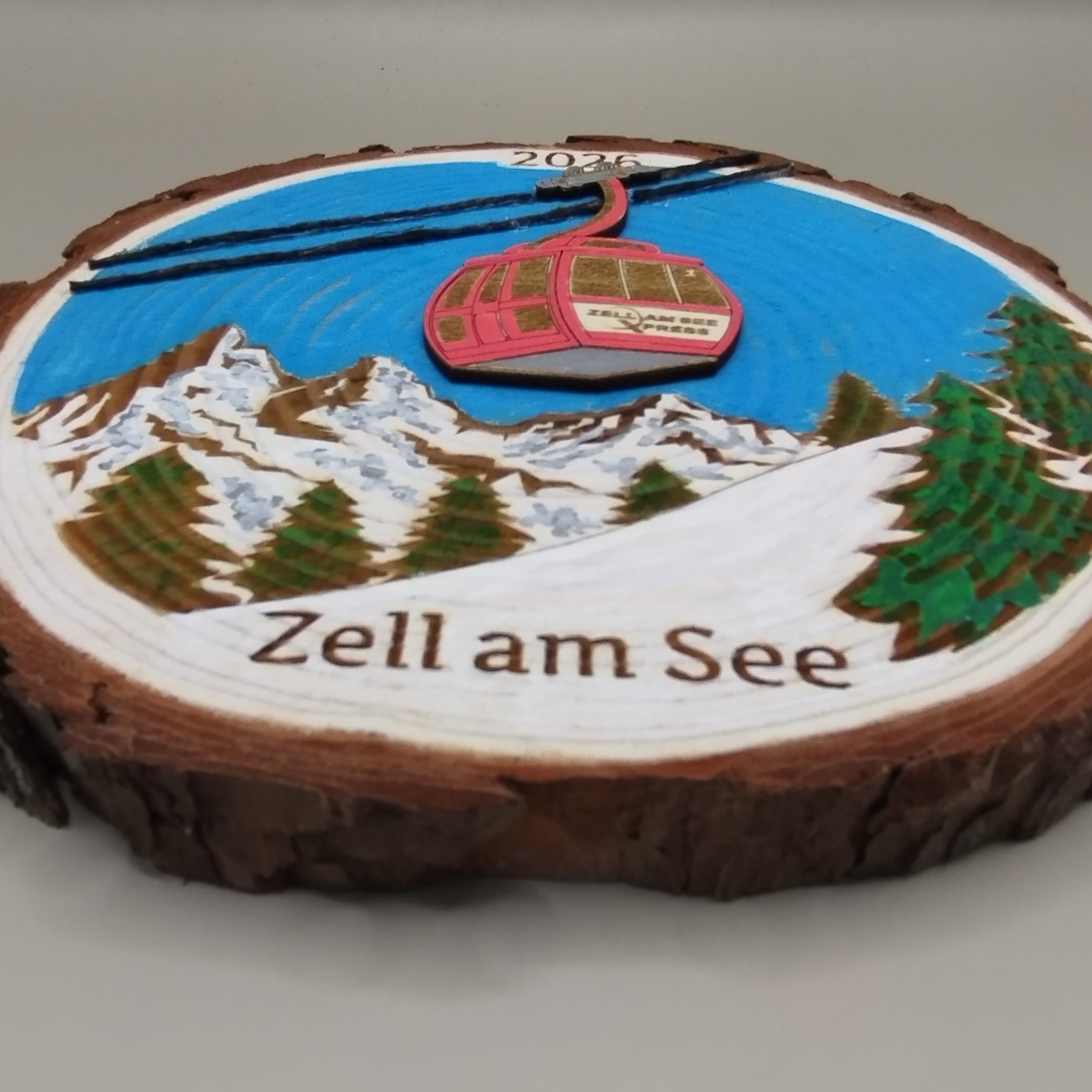 Ski Theme Wood Round Wall Hanging