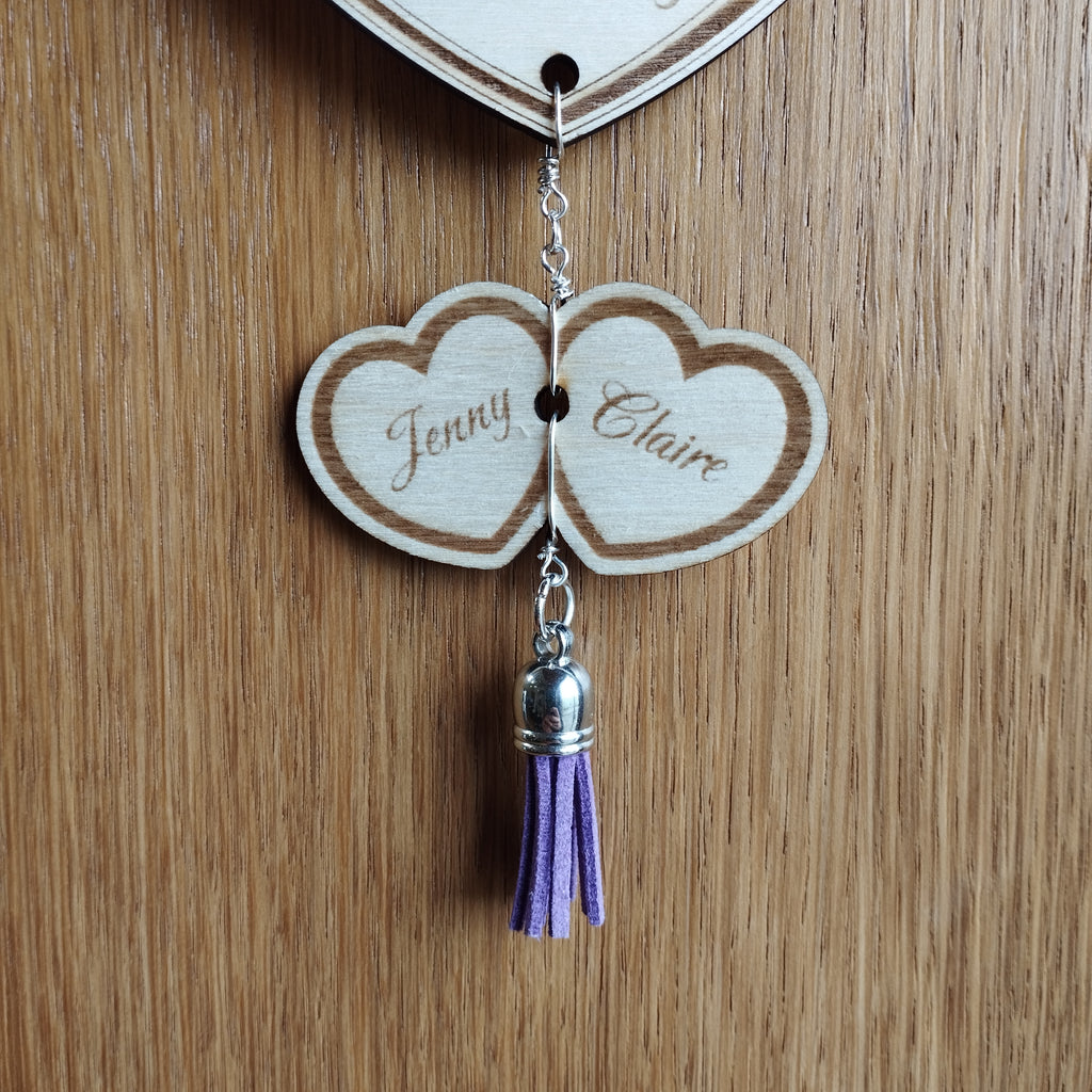 Personalised Wooden Love Heart Hanging Gift for Bridesmaids & Maid of Honour