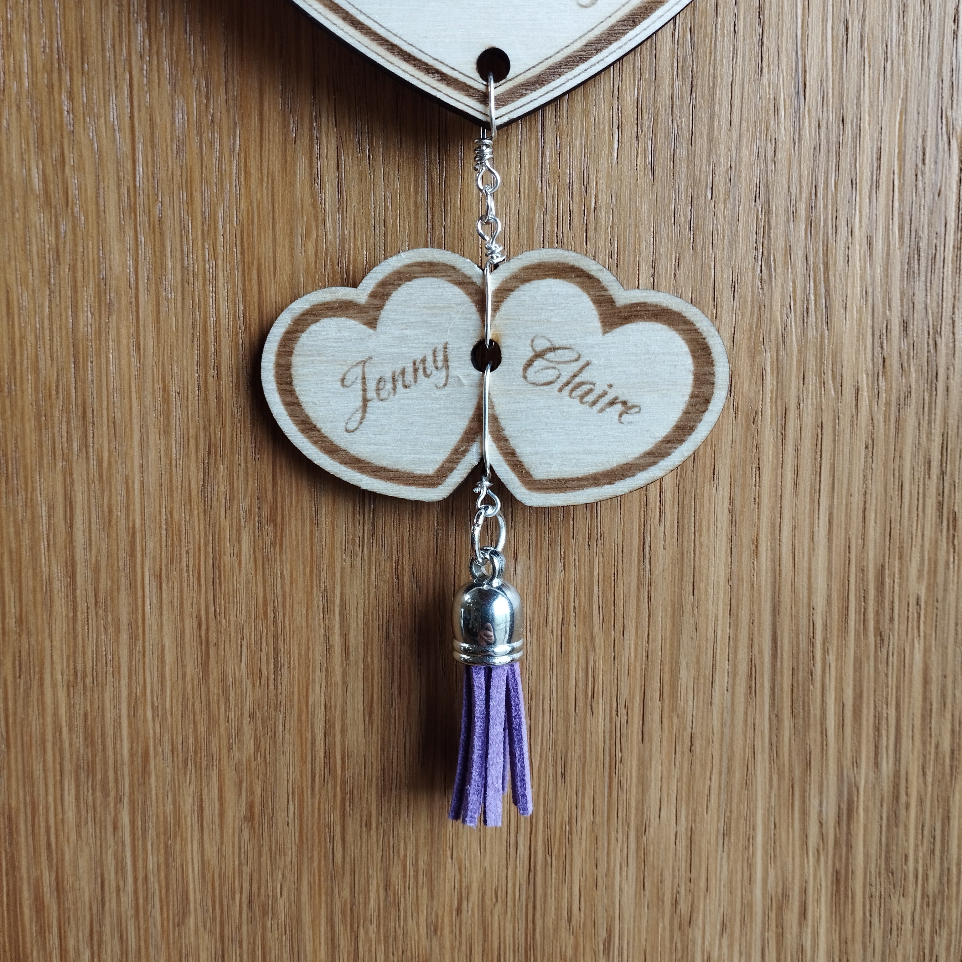 Personalised Wooden Love Heart Hanging Gift for Bridesmaids & Maid of Honour