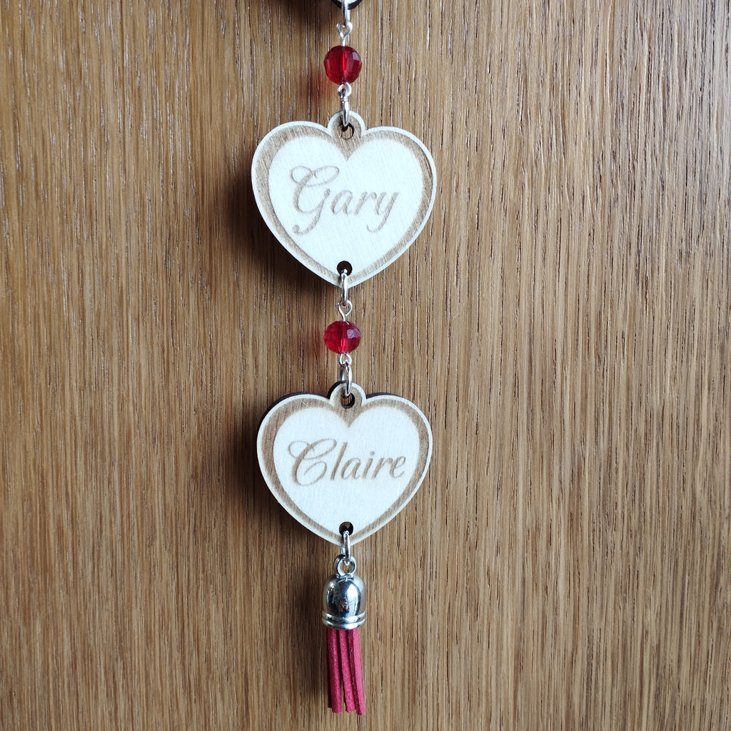 Personalised Wooden Love Heart Hanging Gift for Engaged or Married Couples