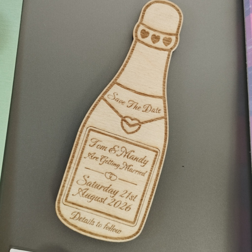 Personalised Wooden Save the Date Magnet or Hangers