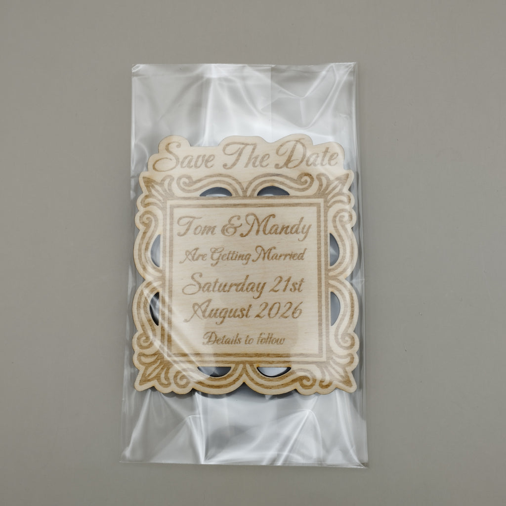 Personalised Wooden Save the Date Magnet or Hangers