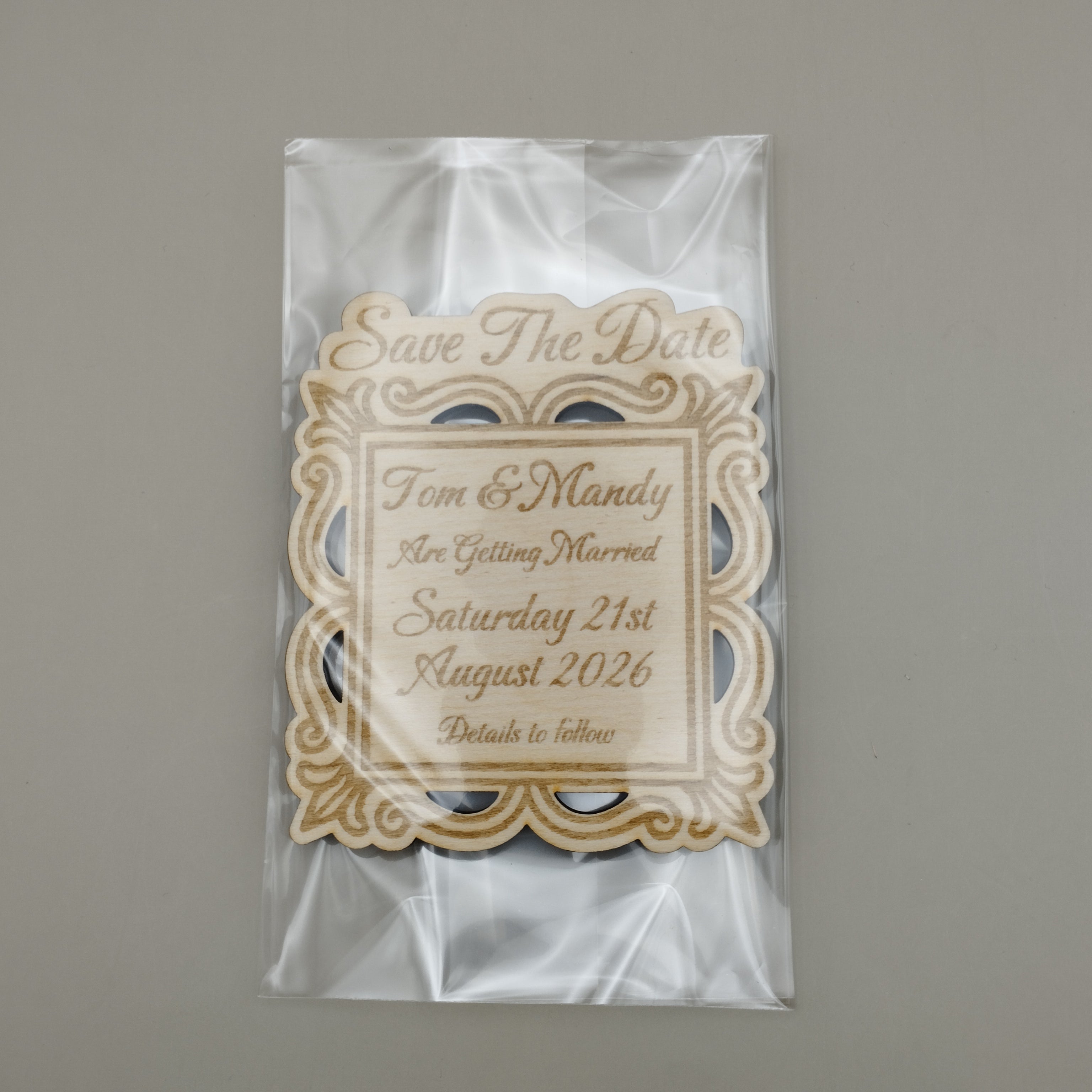 Personalised Wooden Save the Date Magnet or Hangers