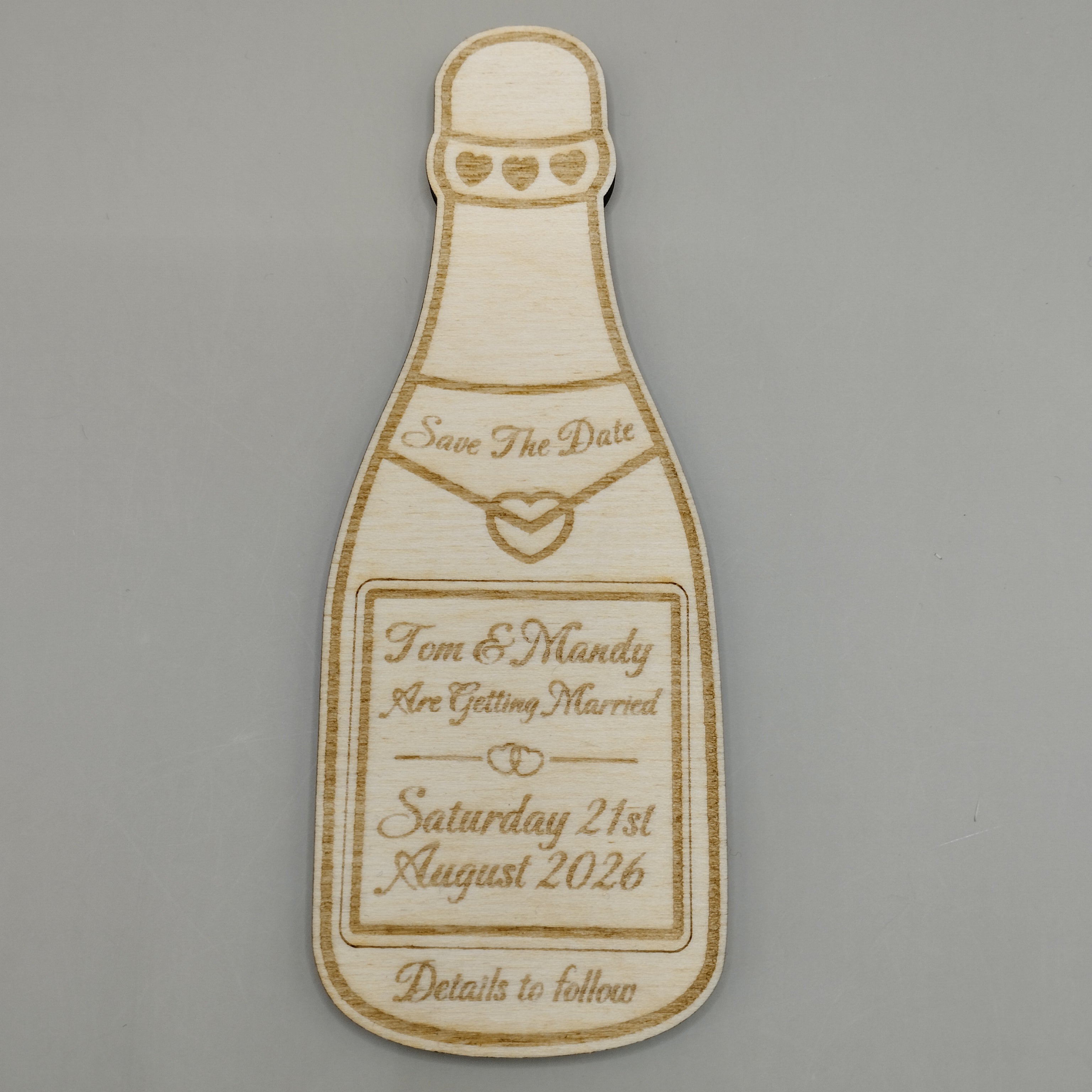 Personalised Wooden Save the Date Magnet or Hangers