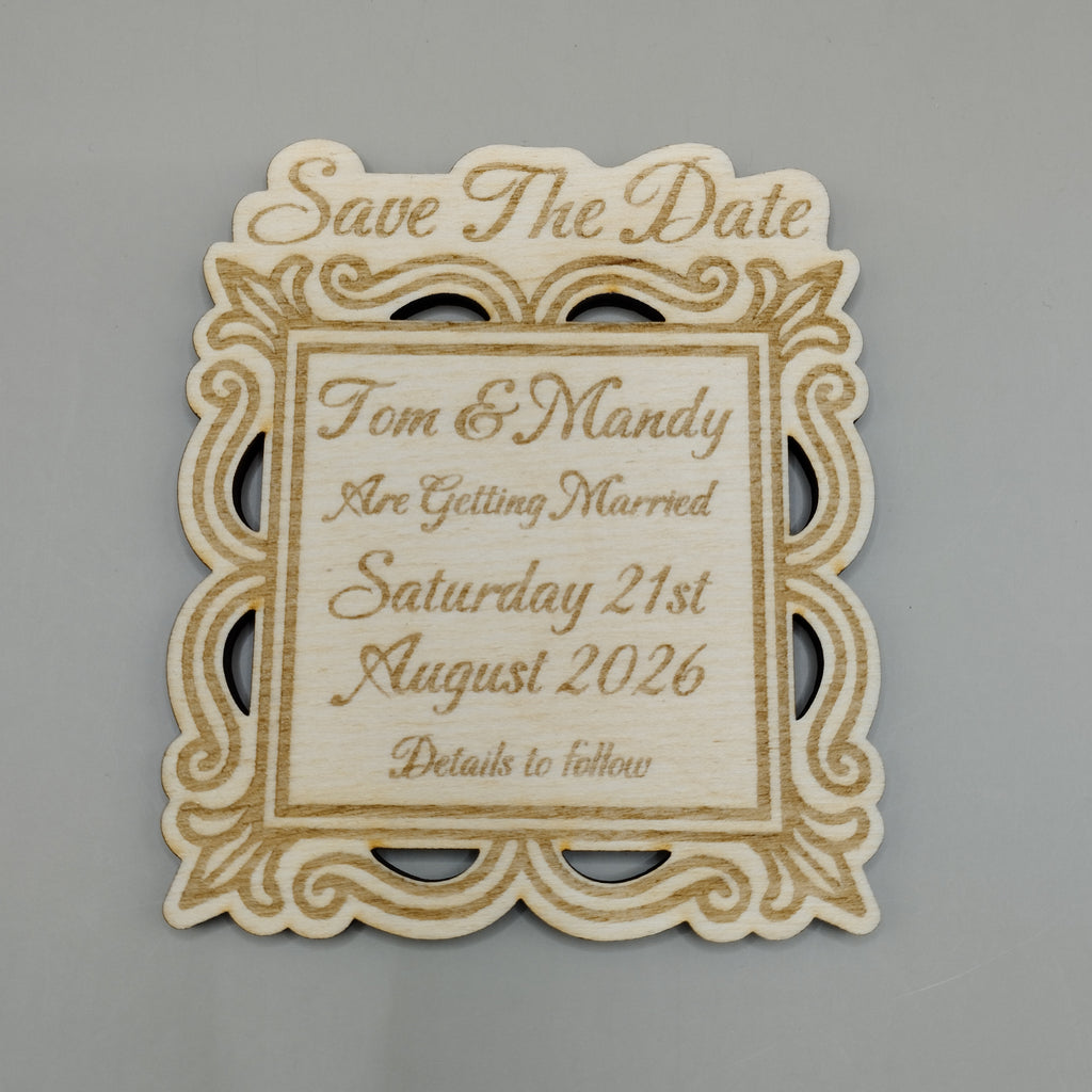 Personalised Wooden Save the Date Magnet or Hangers