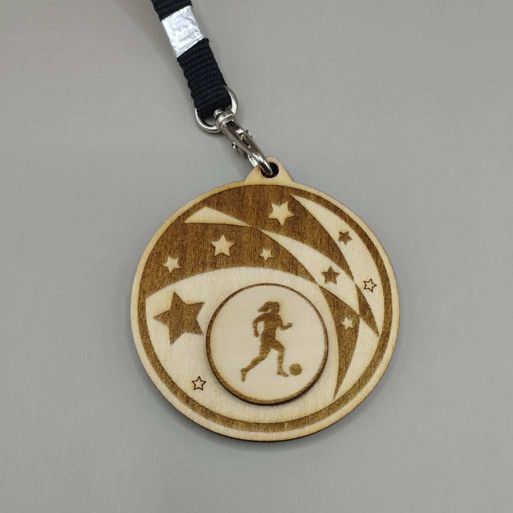 Personalised Wooden Football and Rugby Medals