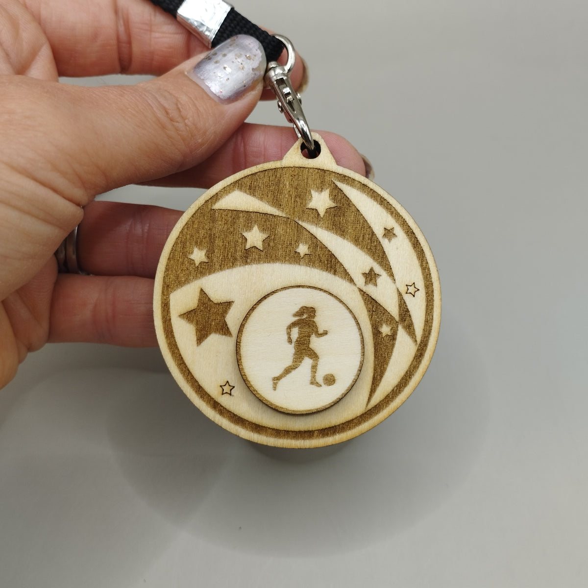 Personalised Wooden Football and Rugby Medals