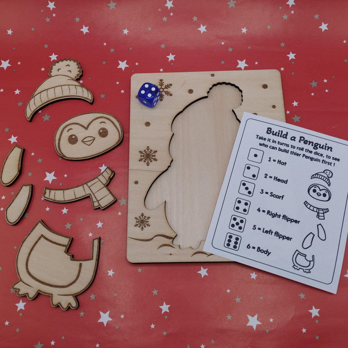 Christmas Wooden Games - Build a Penguin and Christmas 3 in a row
