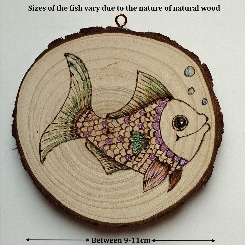 Hand Burned Wooden Fish Wall Hanging