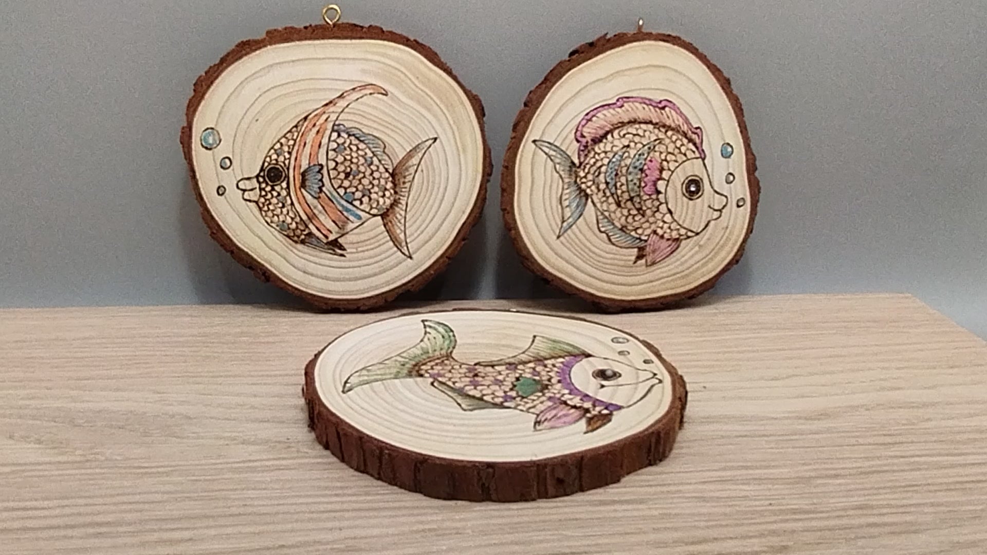 Hand Burned Wooden Fish Wall Hanging